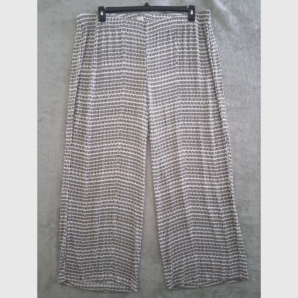 Chicos Pants 3‎ / XL Petite Travelers Print Pull On Wide Leg Liquid Knit Slinky